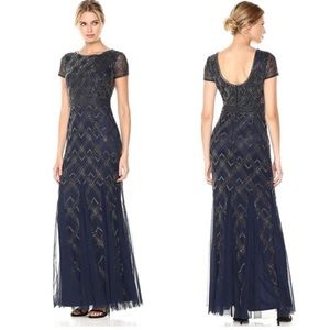 PLUS SIZE SHORT SLEEVE BEADED GOWN